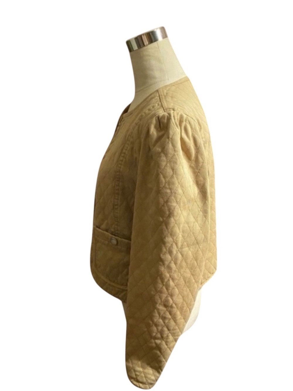 OPHELIA ROE Tan Quilted Snap-Up Waist Coat/ Jacket - Picture 3 of 8